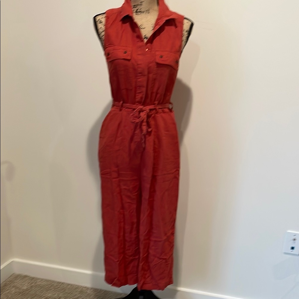 Pepe Jeans Linen Sleeveless dark Orange wide leg Jumpsuit